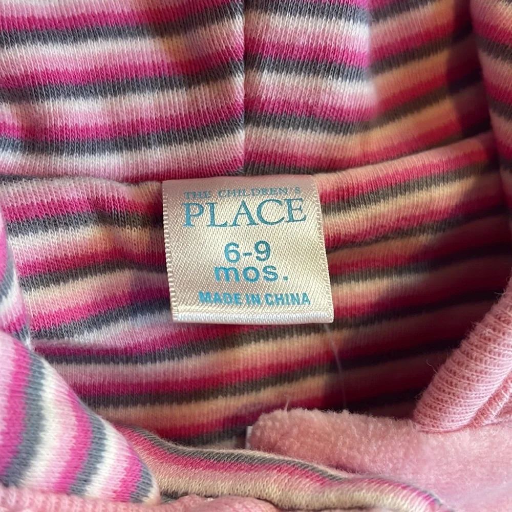 The Children’s place 3 piece set.  Pink Pants, Jacket & bib.  Size 6-9 months